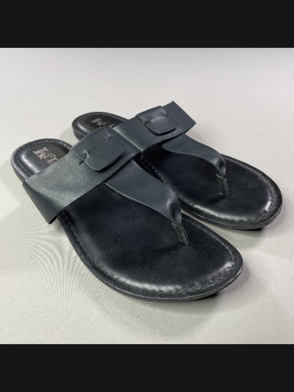 Korks Shoes Womens 9 black leather thong strap boho indie summer casual